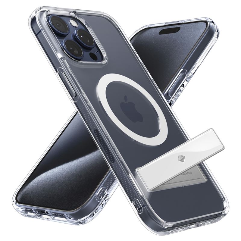 Husa telefon, Spigen, Policarbonat, Caseology Capella Mag Kickstand, iPhone 15 Pro Max, Transparenta, Compatibila MagSafe (iPhone 15 Pro Max, ACS06622) by www.silkase.ro